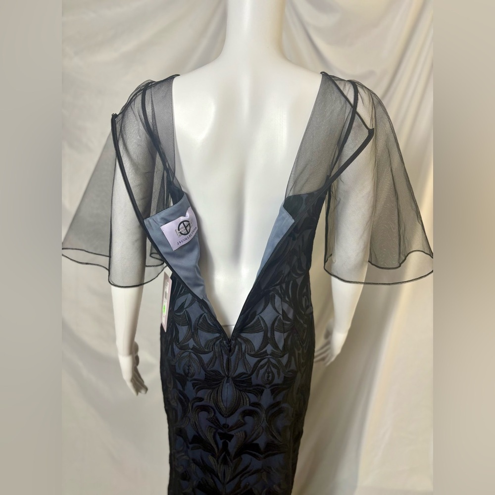 J.S Collections Formal Gown size 4 Blue and black NWT - Picture 8 of 9